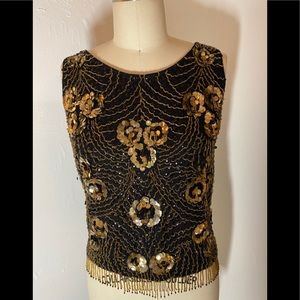 Vintage sequin Art Deco sweater shell.
